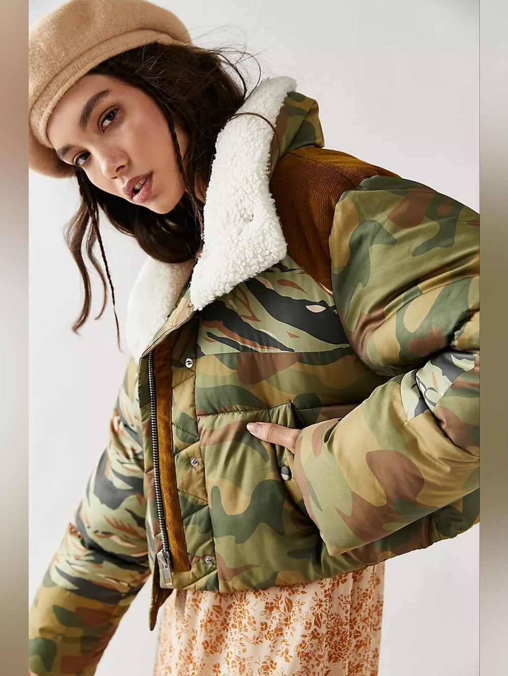 We The Feee West Coast Puffer, Camo, Size Small